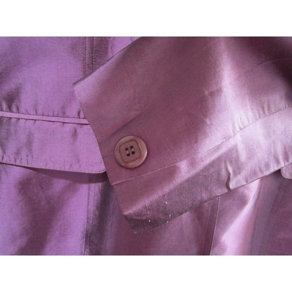 Mulberry Purple Silk Shantung Duster Coat Lined Three Button 16 Allison Taylor E - Picture 12 of 16